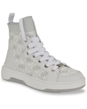 Guess Mannen Knit Hi-top Lace-up Fashion Sneakers - Gray