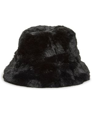 Kelly & Katie Faux Fur Bucket Hat - Black
