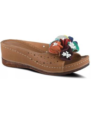 Spring Step Flowerchild Wedge Sandal - Brown