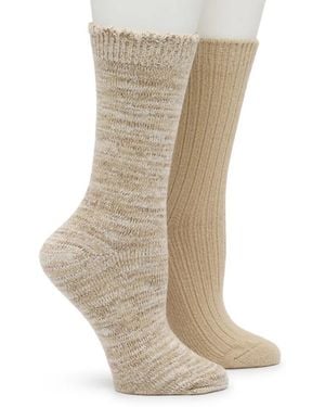 Steve Madden Marled Scalloped Crew Socks 2 Pack - Black