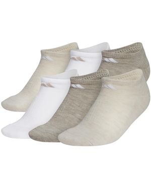 adidas Athletic Cushioned No Show Socks 6 Pack - Metallic