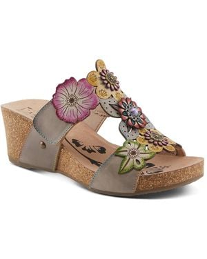 L'ARTISTE Pretty Petals Wedge Sandal - Gray