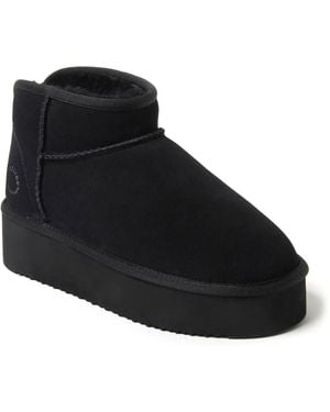 Dearfoams Kingston Platform Bootie Slipper - Black