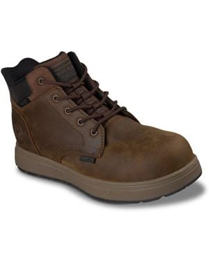 Skechers Extra Wide Width Hands Free Slipins Work Slipresistant Cliff Composite Toe Work Boot - Brown