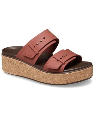 Crocs™ Brooklyn Cork Buckle Wedge Sandal - Brown