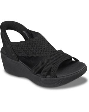 Skechers Hands Free Slipins Parallel Lite Summer Invite Wedge Sandal - Black