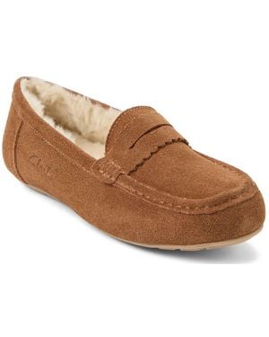 Clarks Hollen Penny Loafer Slipper - Brown