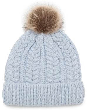 FireSide Chunky Knit Pom Beanie - Blue