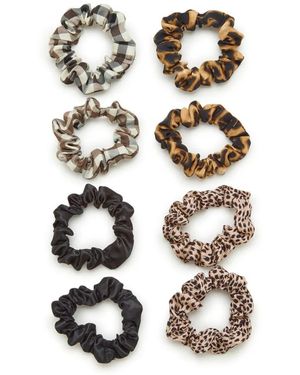 Kelly & Katie Animal Print Mini Scrunchie Set 8 Pack - Black