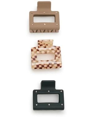 Kelly & Katie Checkered Claw Clip Set 3 Pack - Black