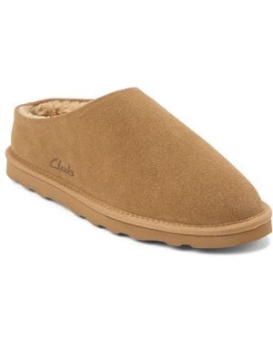 Clarks Suede Clog Slipper - Brown
