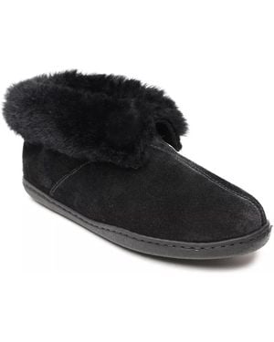 Minnetonka Foldable Collar Bootie Slipper - Black