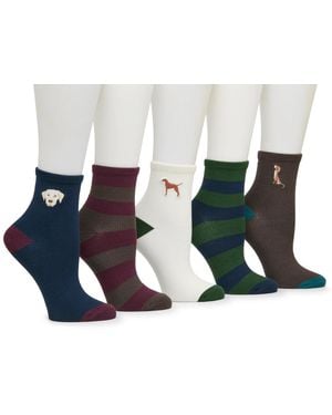 Kelly & Katie Dog Embroidered Ankle Socks 5 Pack - Black
