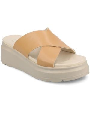 Journee Collection Cathie Wedge Sandal - White