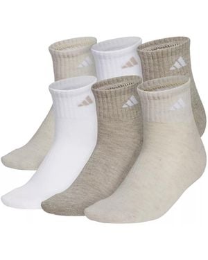 adidas Athletic Cushioned Quarter Ankle Socks 6 Pack - Metallic