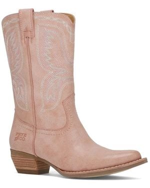 Frye & Co. Irlene Short Deco Stitch Western Boot - Brown