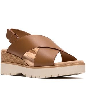 Clarks Diaz Cross Round Toe Wedge Sandals - Brown