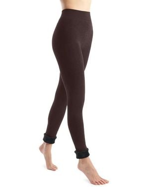 Lemon Faux Fur Lined Leggings - Black