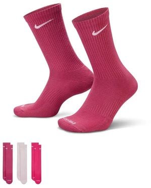 Nike Everyday Plus Cushioned Crew Socks 3 Pack - Red