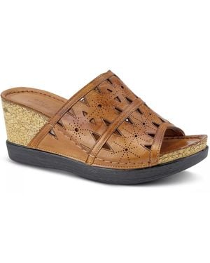 Spring Step Fusa Wedge Sandal - Brown