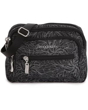 Baggallini Triple Zip Crossbody - Black