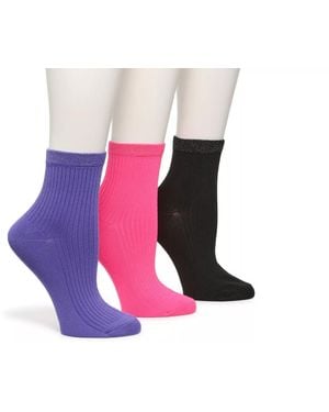 Mix No 6 Glitter Top Half Crew Socks 3 Pack - Black