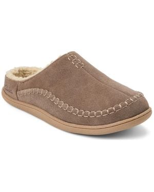 Clarks Suede Stitch Clog Slipper - Brown