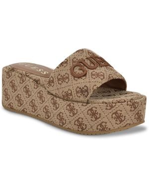 Guess Bintai Wedge Sandal - Brown