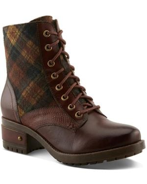 L'ARTISTE Marty Plaid Bootie - Brown