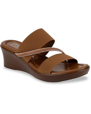 Italian Shoemakers Xanthe Wedge Sandal - Brown