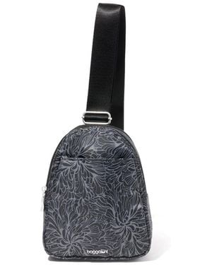 Baggallini Double Zip Mini Sling Crossbody Bag - Black