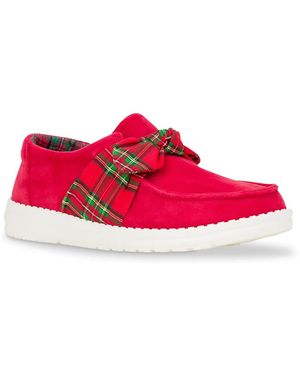 HEYDUDE Wendy Bow Tartan Slipon - Red