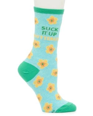 Socksmith Suck It Up Buttercup Crew Socks - Green