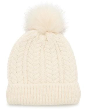 FireSide Chunky Knit Pom Beanie - White