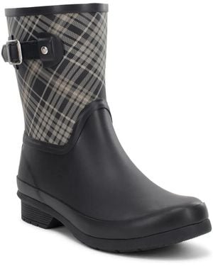 Chooka Blair Plaid Waterproof Rain Boot - Black