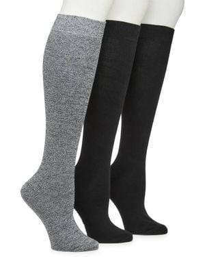 Steve Madden Marled Knee Socks 3 Pack - Black