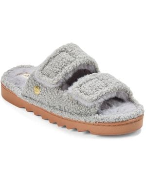 Dearfoams Regina Teddy Slide Slipper - White