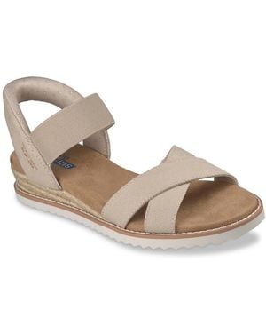 Skechers Hands Free Slipins Bobs Desert Kiss Golden Lily Wedge Sandal - Metallic
