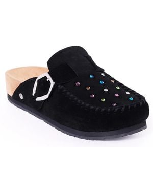 Minnetonka Rhinestone Buckle Clog - Black