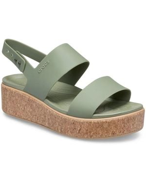 Crocs™ Brooklyn Low Wedge Cork Sandal - Green