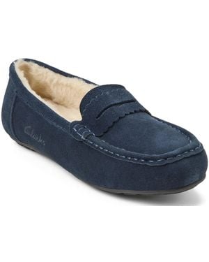 Clarks Hollen Penny Loafer Slipper - Blue