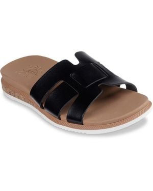 Skechers Wide Width Bobs Desert Kiss Peak Look Sandal - Black