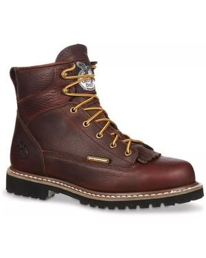Georgia Boot Wide Width Lacetotoe Work Boot - Brown