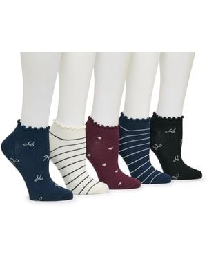 Kelly & Katie Hearts & Bows No Show Socks 5 Pack - Blue