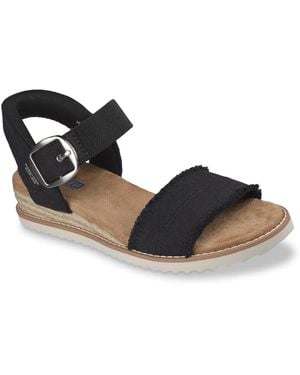 Skechers Wide Width Hands Free Slipins Bobs Desert Kiss Frayed Fun Sandal - Black
