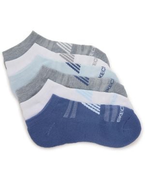 Skechers Terry No Show Socks 6 Pack - Blue