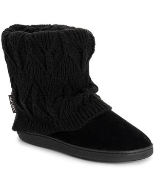 Muk Luks Raquel Bootie Slipper - Black