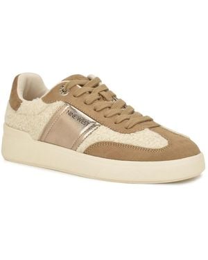 Nine West Linehan Round Toe Lace-up Sneakers - Natural