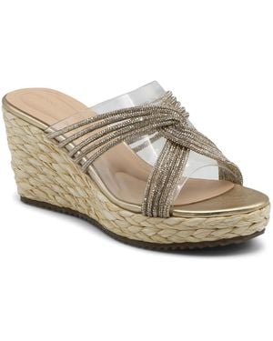 Adrienne Vittadini Croove Espadrille Wedge Sandal - Metallic