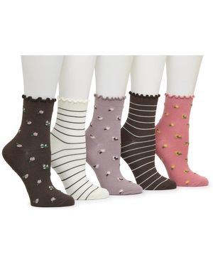 Kelly & Katie Ditsy Floral Ankle Socks 5 Pack - Black